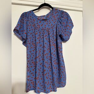 Loft Blue and Red Floral Blue Women's Top